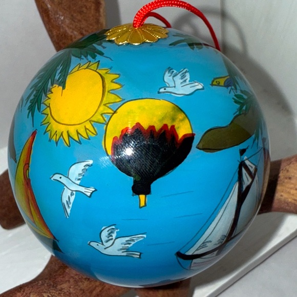 Reverse Hand Painted Glass  Ornament Beach Theme Palm Trees,Boats,Shells - Picture 4 of 9